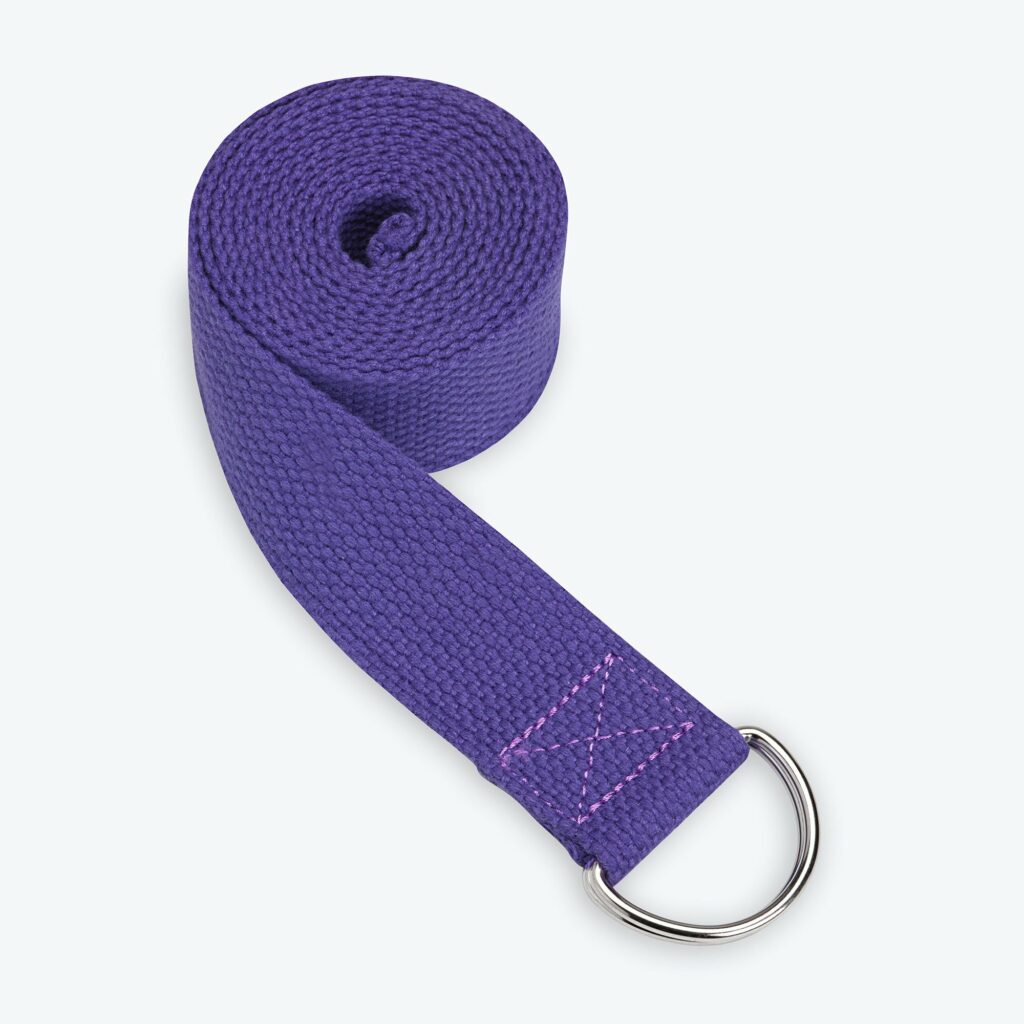 yoga strap in purple for your home yoga space