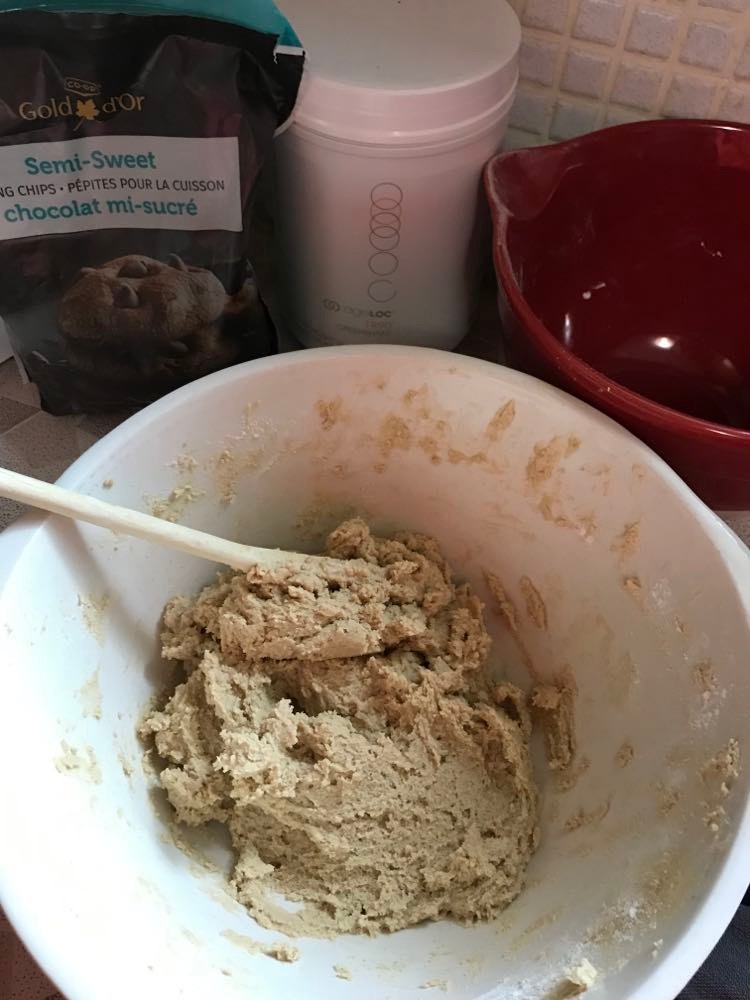 Folding in the cookie dough